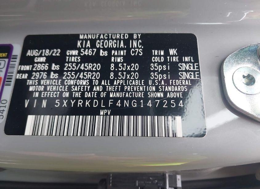 Photo 9 of 2022 Kia Sorento SX (VIN 5XYRKDLF4NG147254)