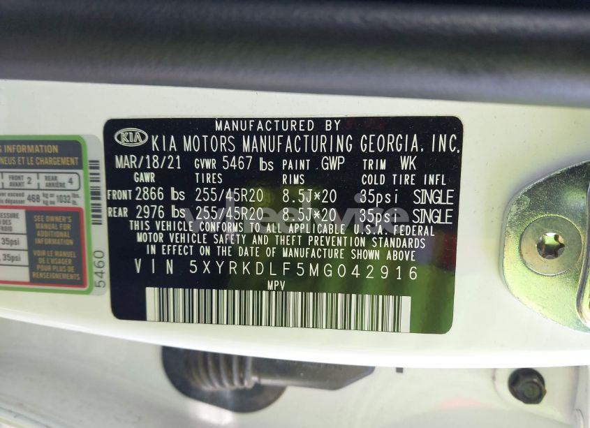 Photo 9 of 2021 Kia Sorento SX (VIN 5XYRKDLF5MG042916)