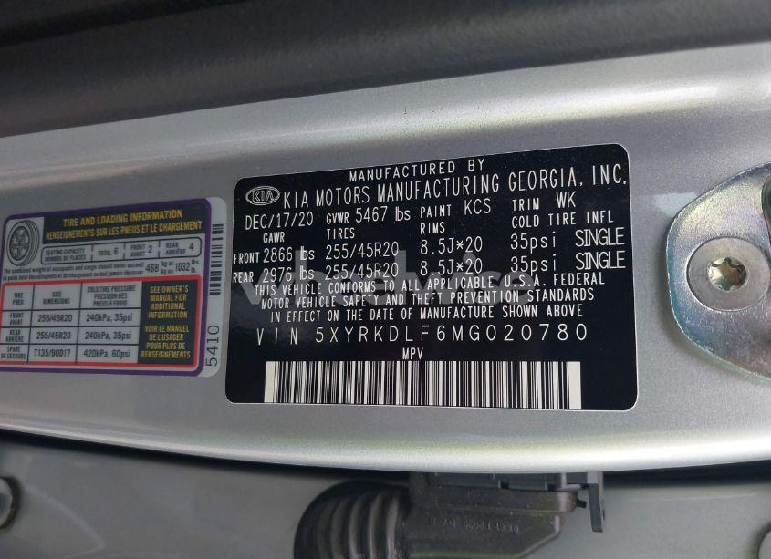 Photo 9 of 2021 Kia Sorento SX PRESTIGE (VIN 5XYRKDLF6MG020780)
