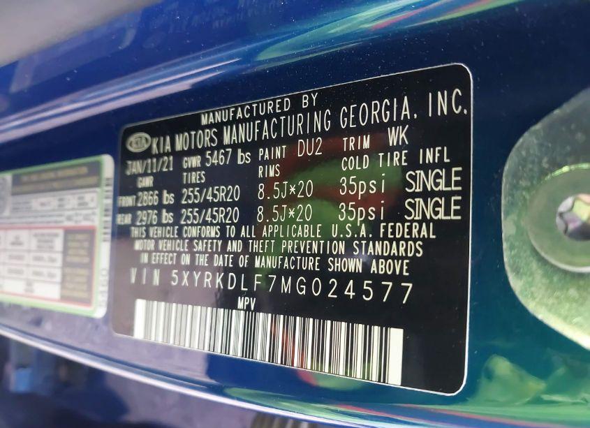 Photo 9 of 2021 Kia Sorento SX (VIN 5XYRKDLF7MG024577)