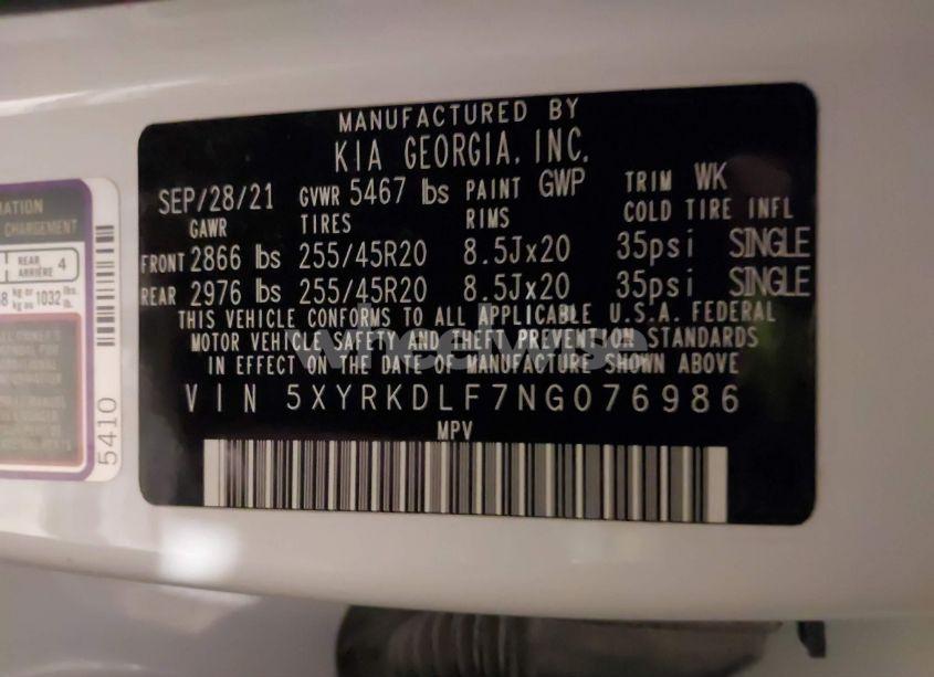 Photo 9 of 2022 Kia Sorento SX (VIN 5XYRKDLF7NG076986)