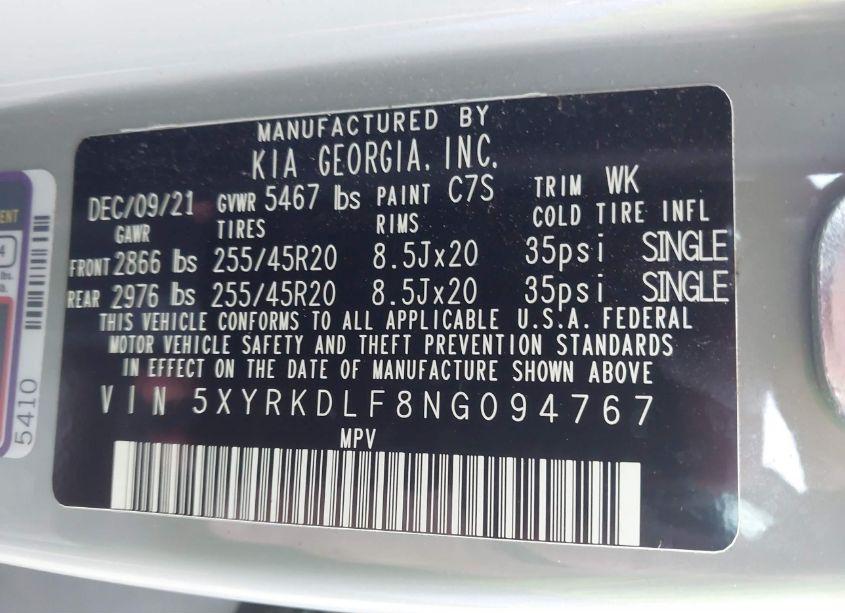 Photo 9 of 2022 Kia Sorento SX (VIN 5XYRKDLF8NG094767)