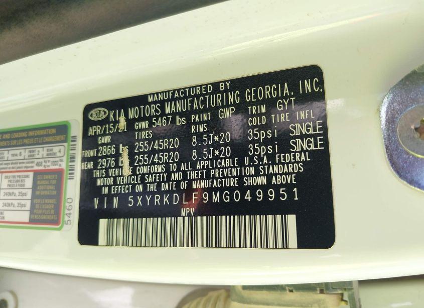 Photo 9 of 2021 Kia Sorento SX (VIN 5XYRKDLF9MG049951)