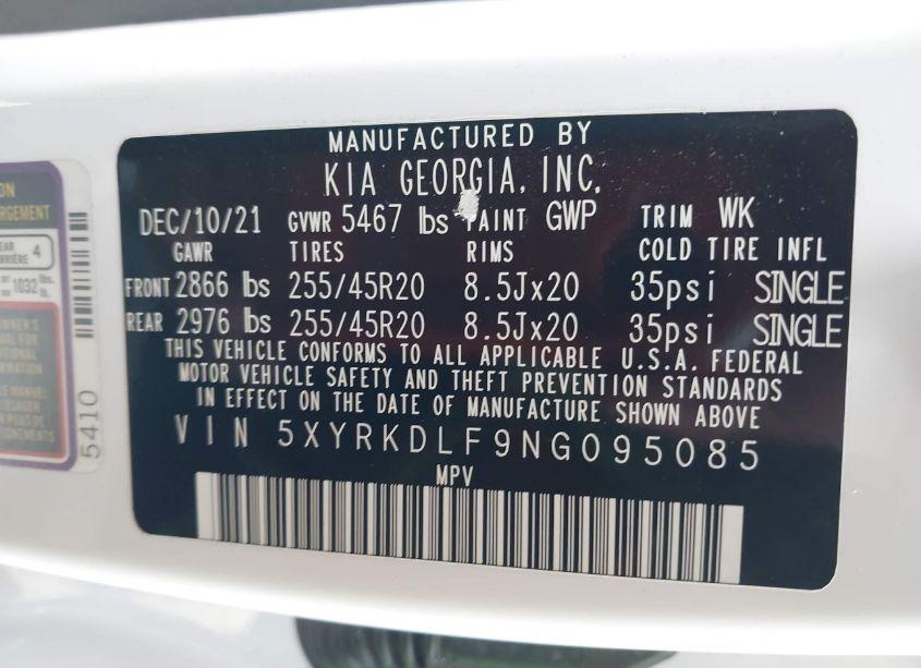 Photo 9 of 2022 Kia Sorento X-LINE SX PRESTIGE (VIN 5XYRKDLF9NG095085)