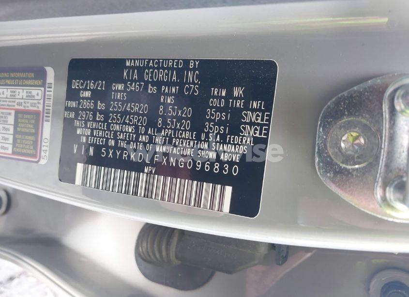 Photo 9 of 2022 Kia Sorento SX (VIN 5XYRKDLFXNG096830)