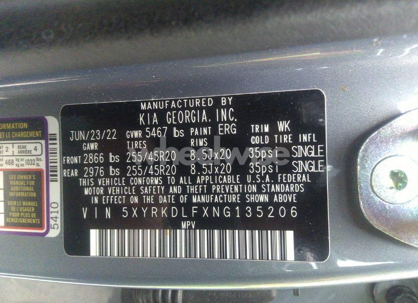 Photo 9 of 2022 Kia Sorento SX (VIN 5XYRKDLFXNG135206)