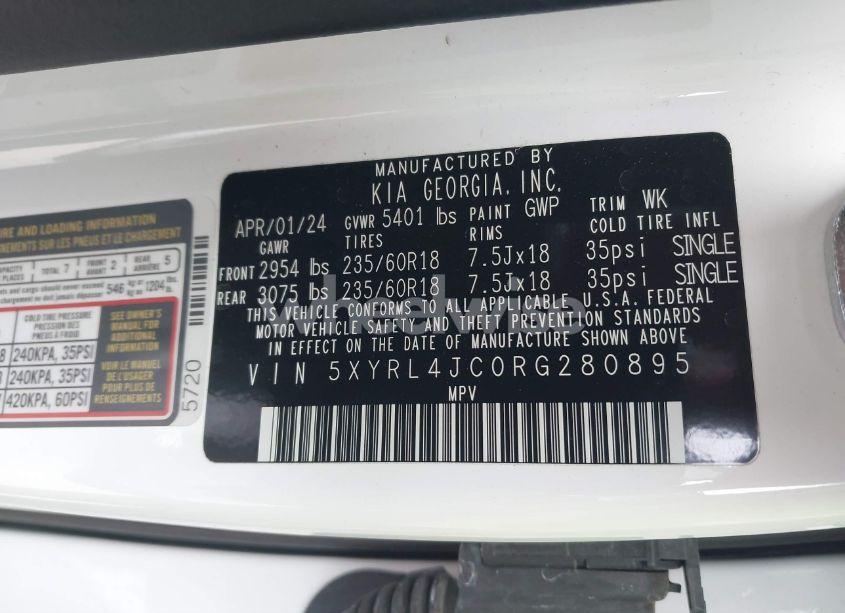 Photo 9 of 2024 Kia Sorento S (VIN 5XYRL4JC0RG280895)