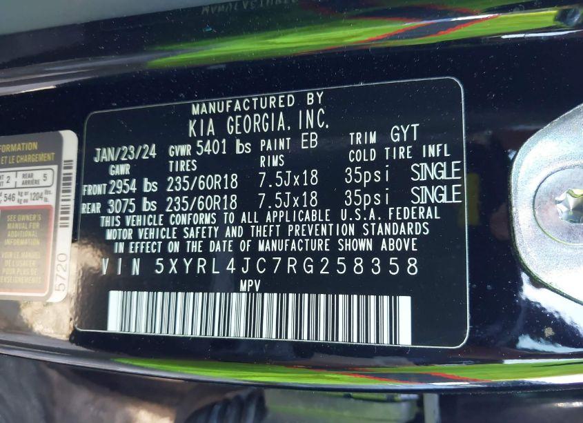 Photo 9 of 2024 Kia Sorento S (VIN 5XYRL4JC7RG258358)