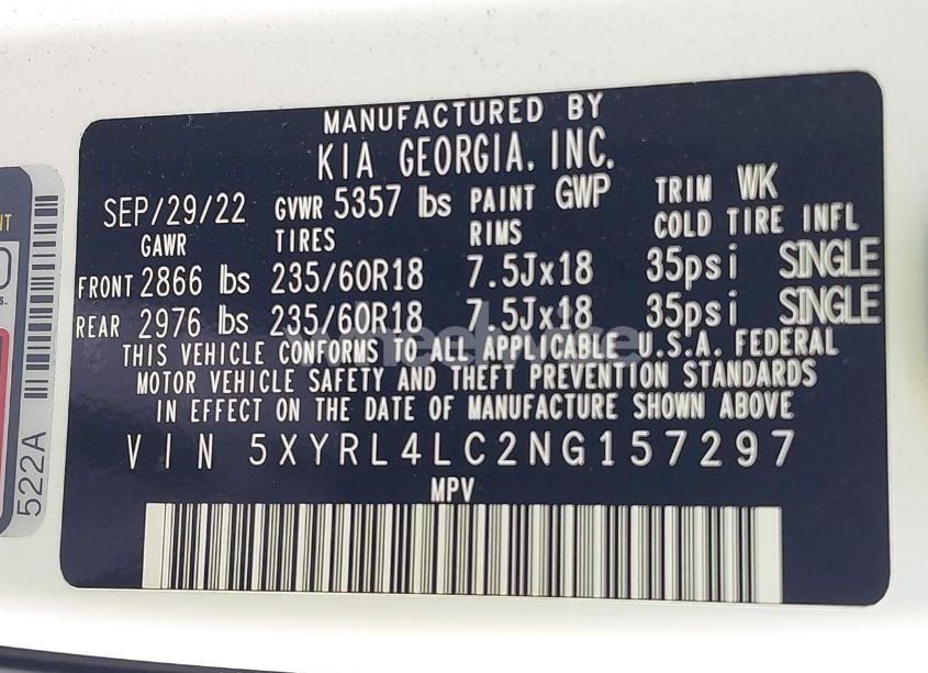 Photo 9 of 2022 Kia Sorento S (VIN 5XYRL4LC2NG157297)