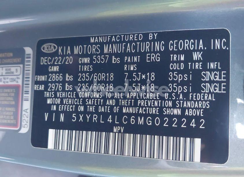 Photo 9 of 2021 Kia Sorento S (VIN 5XYRL4LC6MG022242)