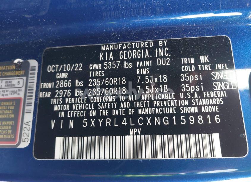 Photo 9 of 2022 Kia Sorento S (VIN 5XYRL4LCXNG159816)