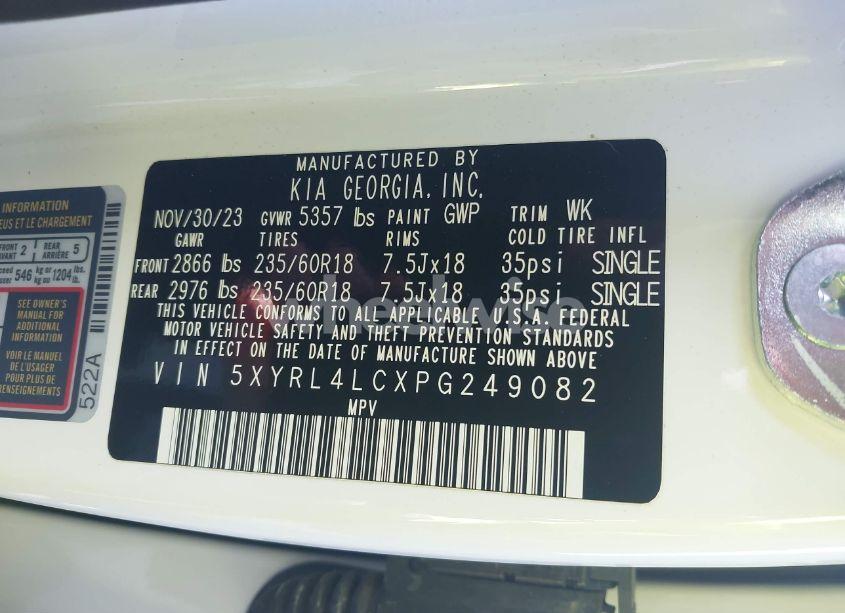 Photo 9 of 2023 Kia Sorento S (VIN 5XYRL4LCXPG249082)