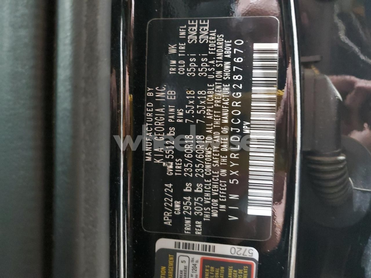 Photo 13 of 2024 KIA SORENTO S (VIN 5XYRLDJC0RG287670)