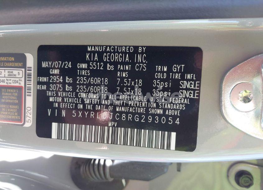 Photo 9 of 2024 Kia Sorento S (VIN 5XYRLDJC8RG293054)