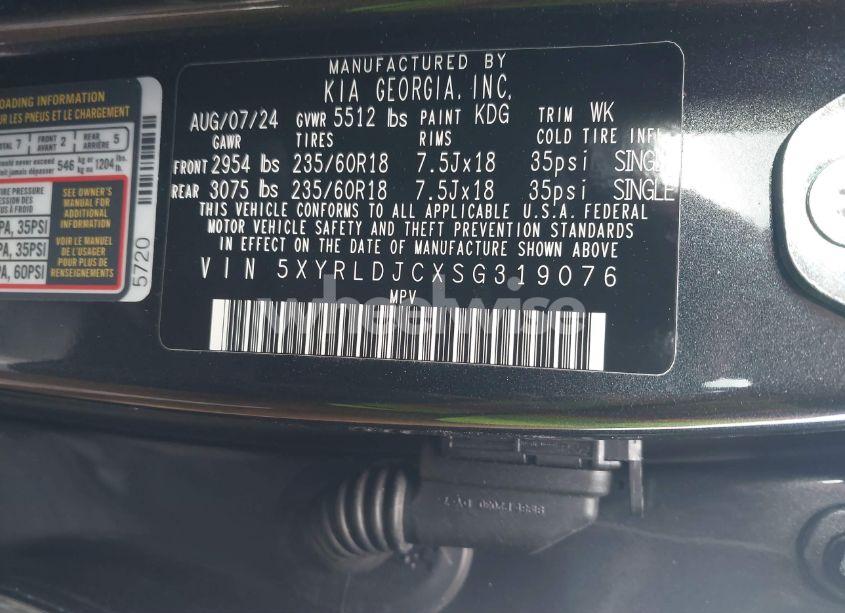 Photo 9 of 2025 Kia Sorento S (VIN 5XYRLDJCXSG319076)
