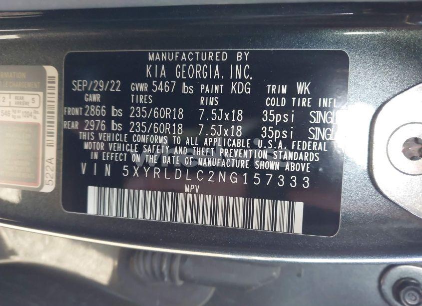 Photo 9 of 2022 Kia Sorento X-LINE S (VIN 5XYRLDLC2NG157333)