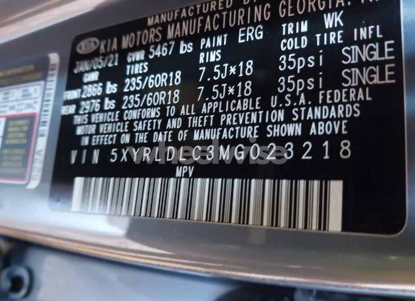 Photo 9 of 2021 Kia Sorento S (VIN 5XYRLDLC3MG023218)