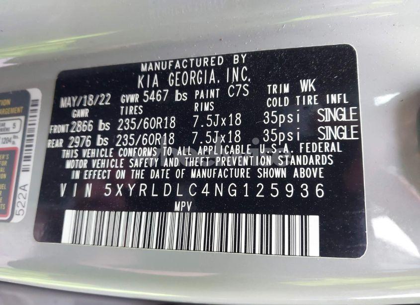 Photo 9 of 2022 Kia Sorento X-LINE S (VIN 5XYRLDLC4NG125936)