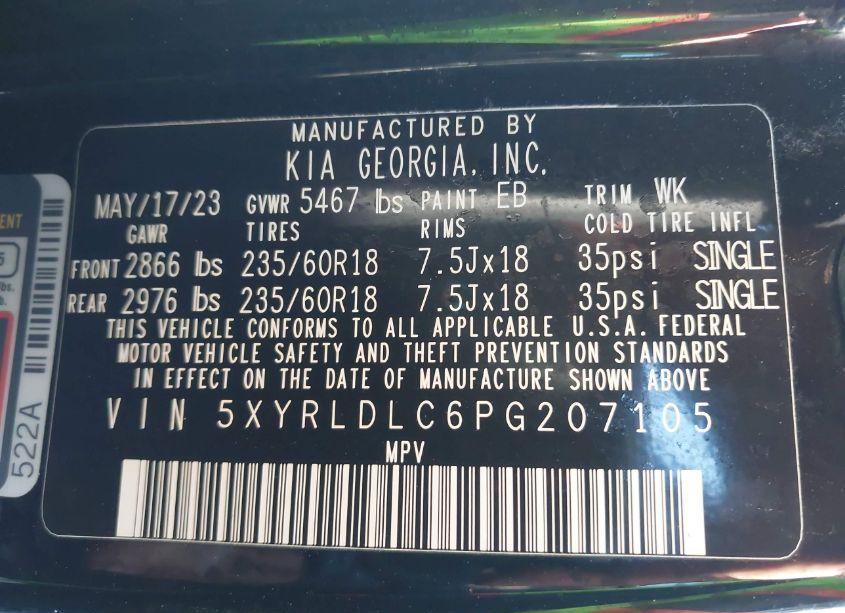 Photo 9 of 2023 Kia Sorento X-LINE S (VIN 5XYRLDLC6PG207105)