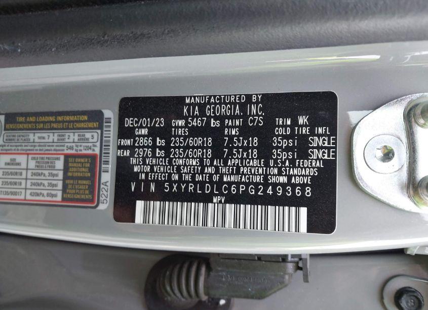 Photo 9 of 2023 Kia Sorento X-LINE S (VIN 5XYRLDLC6PG249368)