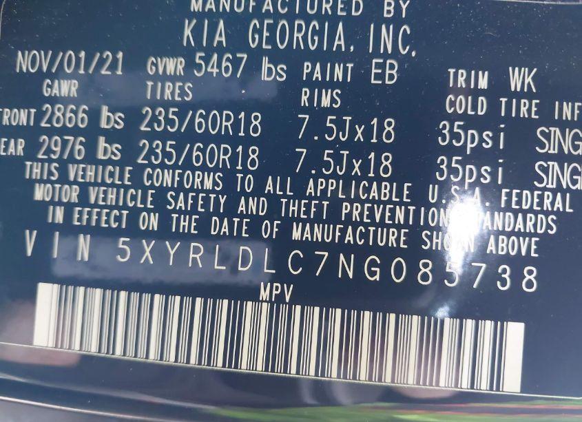 Photo 9 of 2022 Kia Sorento X-LINE S (VIN 5XYRLDLC7NG085738)