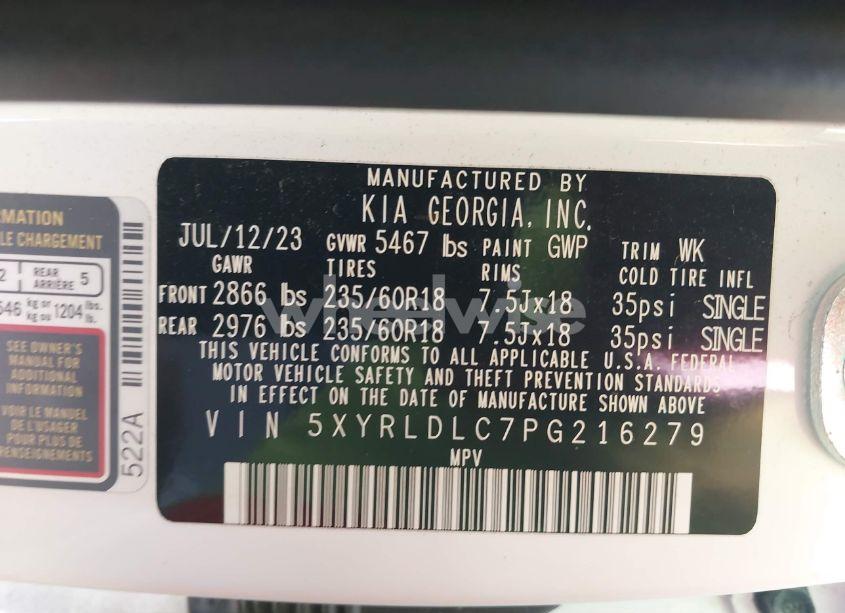 Photo 9 of 2023 Kia Sorento X-LINE S (VIN 5XYRLDLC7PG216279)