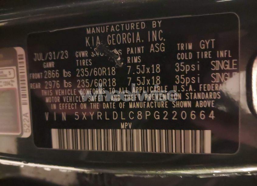 Photo 9 of 2023 Kia Sorento X-LINE S (VIN 5XYRLDLC8PG220664)