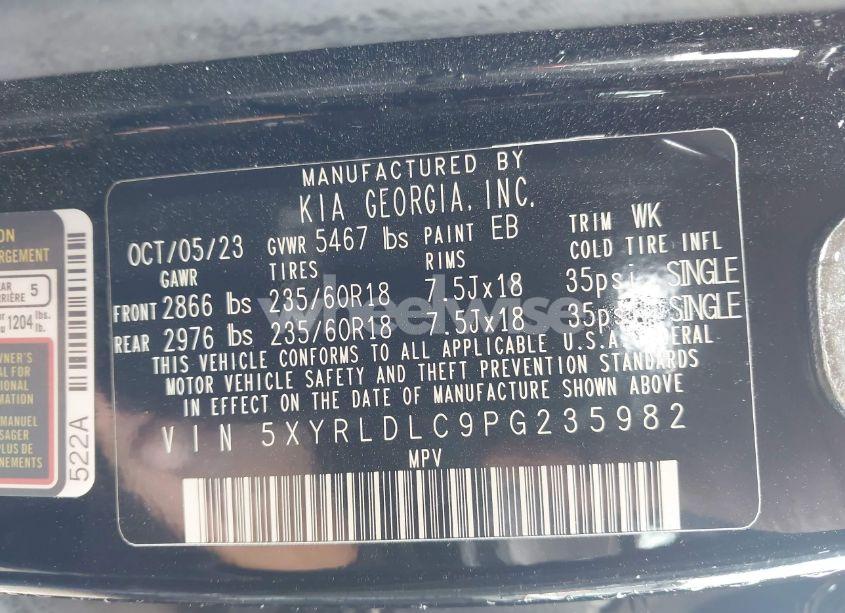 Photo 9 of 2023 Kia Sorento X-LINE S (VIN 5XYRLDLC9PG235982)