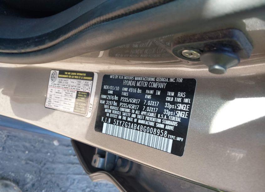 Photo 9 of 2011 Hyundai Santa FE GLS (VIN 5XYZG3AB4BG008958)