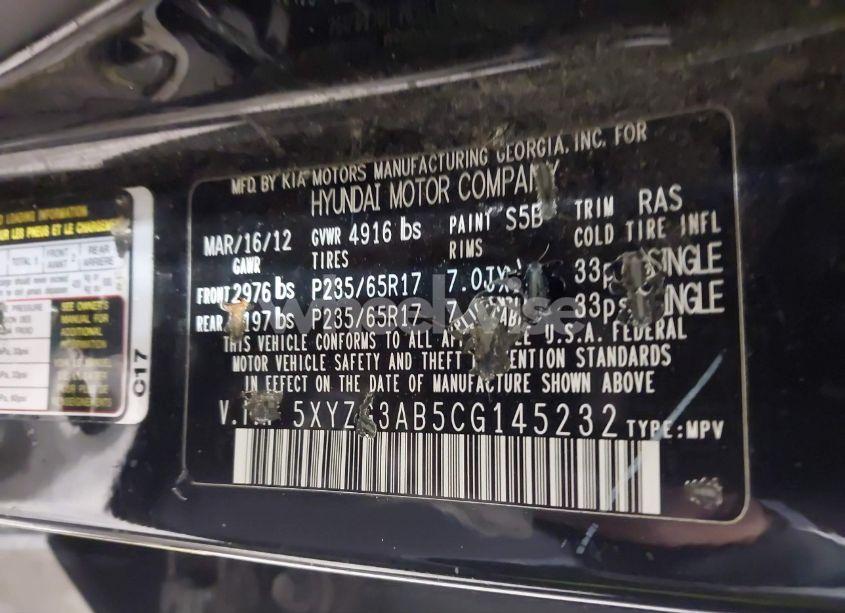 Photo 9 of 2012 Hyundai Santa FE GLS (VIN 5XYZG3AB5CG145232)