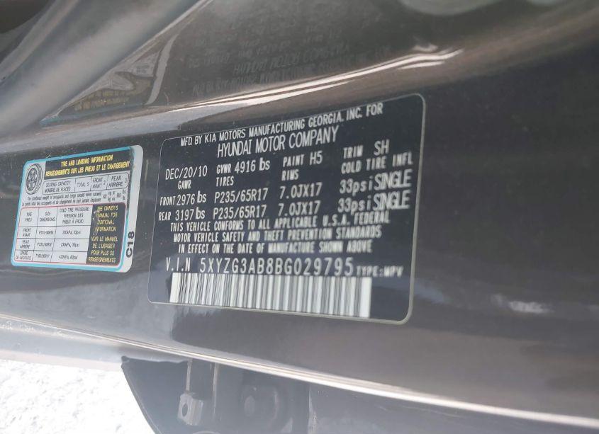 Photo 9 of 2011 Hyundai Santa FE GLS (VIN 5XYZG3AB8BG029795)