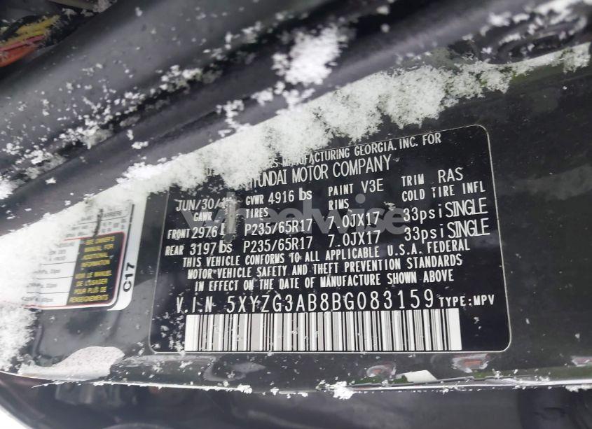 Photo 9 of 2011 Hyundai Santa FE GLS (VIN 5XYZG3AB8BG083159)