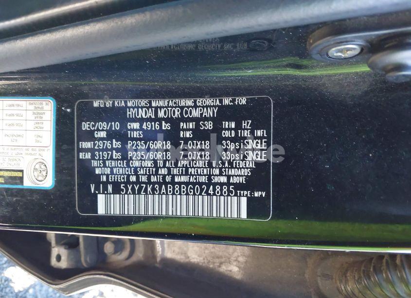 Photo 9 of 2011 Hyundai Santa FE LIMITED (VIN 5XYZK3AB8BG024885)