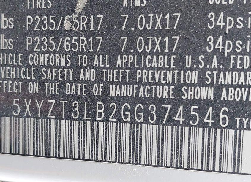 Photo 9 of 2016 Hyundai Santa FE SPORT 2.4L (VIN 5XYZT3LB2GG374546)