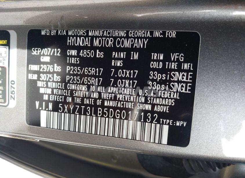 Photo 9 of 2013 Hyundai Santa FE SPORT (VIN 5XYZT3LB5DG017132)