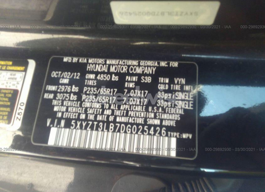 Photo 9 of 2013 Hyundai Santa FE SPORT (VIN 5XYZT3LB7DG025426)