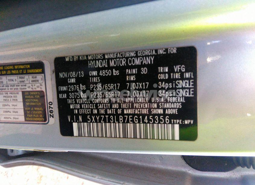 Photo 9 of 2014 Hyundai Santa FE SPORT 2.4L (VIN 5XYZT3LB7EG145356)