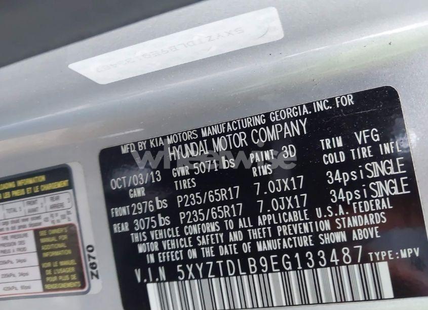 Photo 9 of 2014 Hyundai Santa FE SPORT 2.4L (VIN 5XYZTDLB9EG133487)