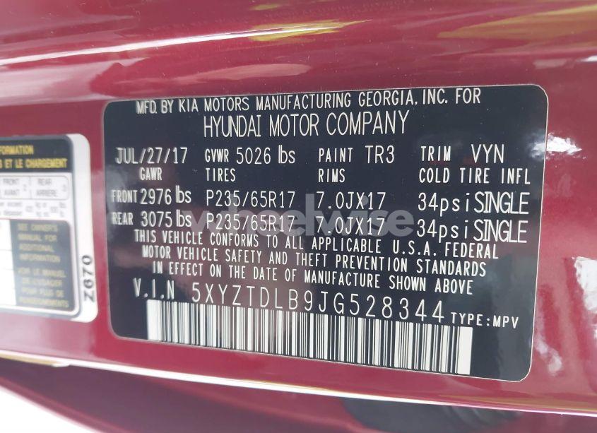 Photo 9 of 2018 Hyundai Santa FE SPORT 2.4L (VIN 5XYZTDLB9JG528344)