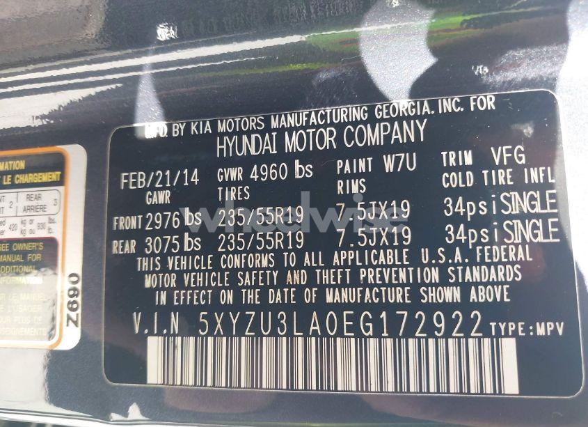 Photo 9 of 2014 Hyundai Santa FE SPORT 2.0L TURBO (VIN 5XYZU3LA0EG172922)