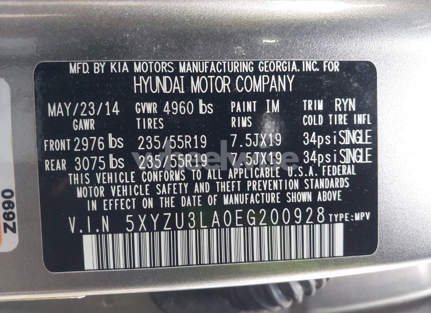 Photo 9 of 2014 Hyundai Santa FE SPORT 2.0L TURBO (VIN 5XYZU3LA0EG200928)