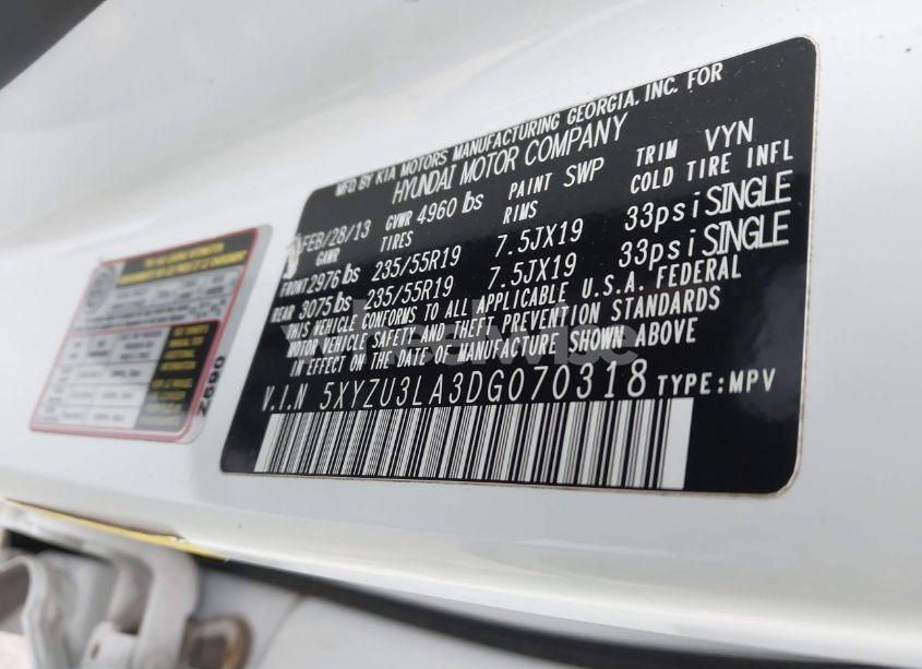 Photo 9 of 2013 Hyundai Santa FE SPORT 2.0T (VIN 5XYZU3LA3DG070318)