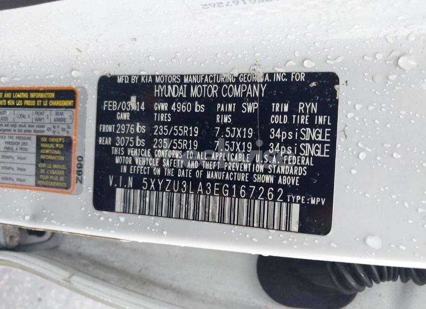 Photo 9 of 2014 Hyundai Santa FE SPORT 2.0L TURBO (VIN 5XYZU3LA3EG167262)