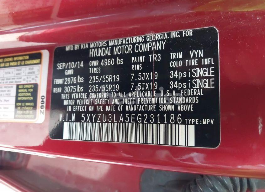 Photo 9 of 2014 Hyundai Santa FE SPORT 2.0L TURBO (VIN 5XYZU3LA5EG231186)