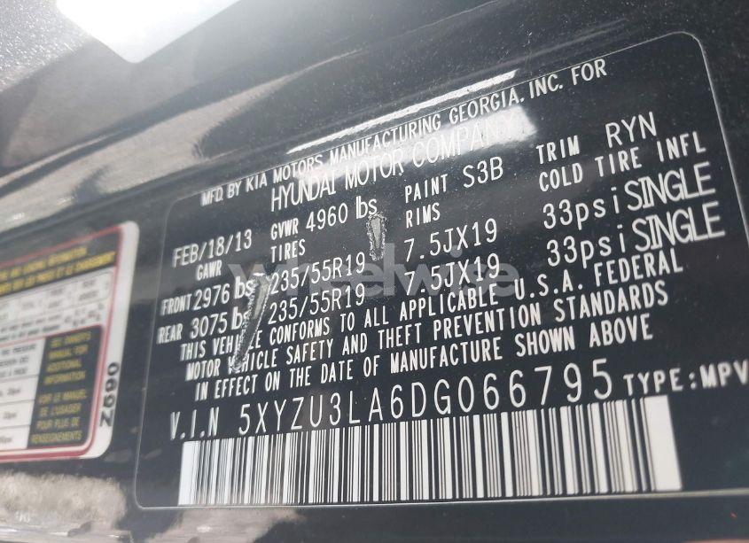 Photo 9 of 2013 Hyundai Santa FE SPORT 2.0T (VIN 5XYZU3LA6DG066795)
