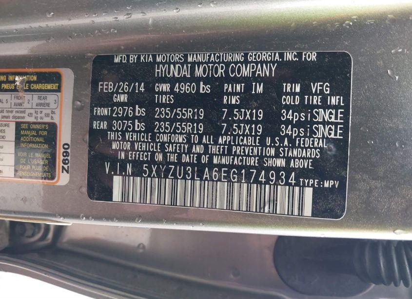 Photo 9 of 2014 Hyundai Santa FE SPORT 2.0L TURBO (VIN 5XYZU3LA6EG174934)