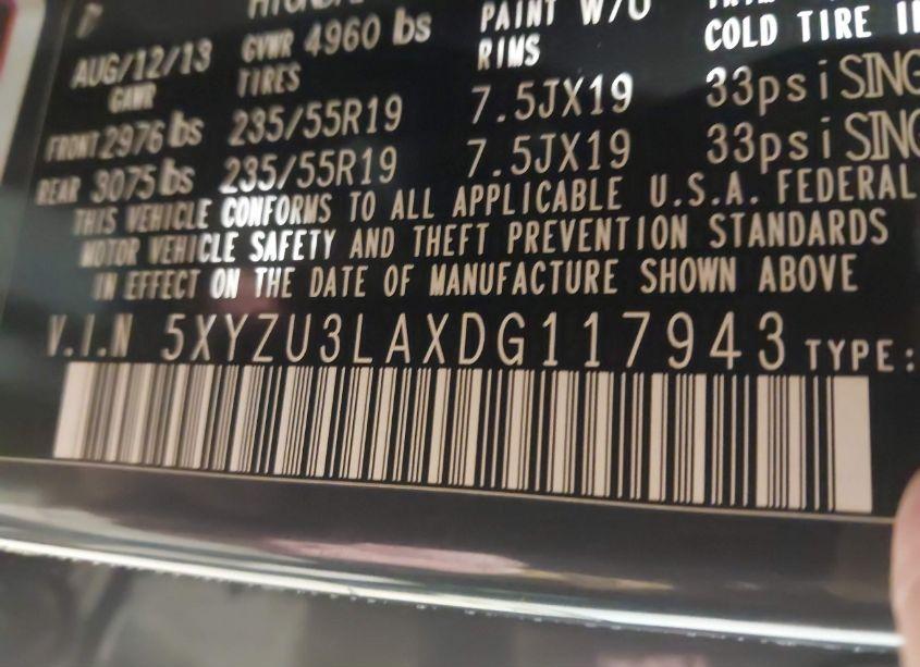 Photo 9 of 2013 Hyundai Santa FE SPORT 2.0T (VIN 5XYZU3LAXDG117943)