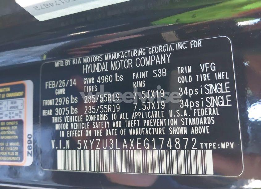 Photo 9 of 2014 Hyundai Santa FE SPORT 2.0L TURBO (VIN 5XYZU3LAXEG174872)