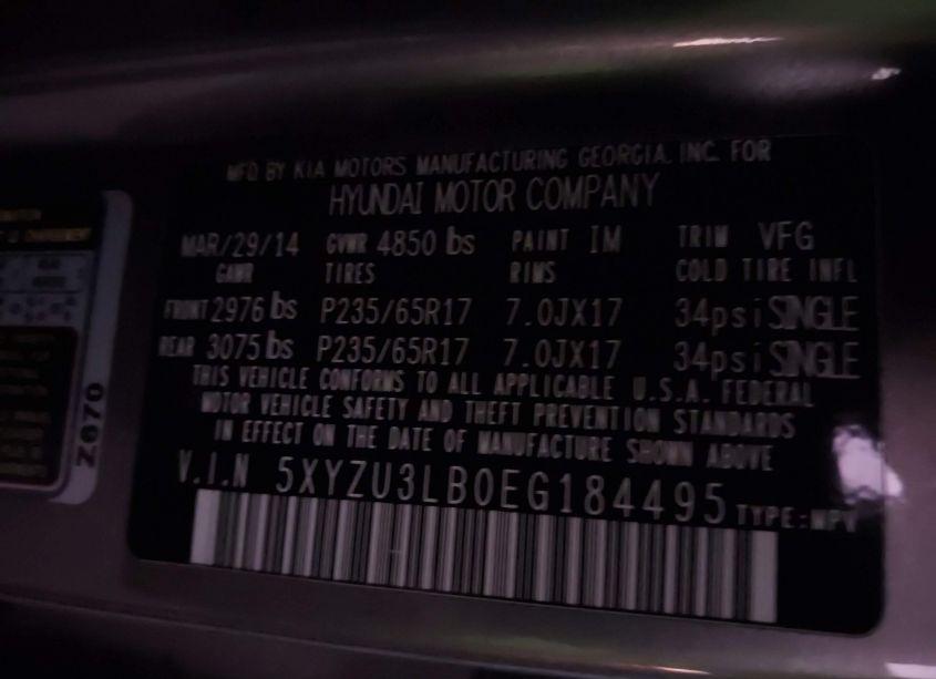 Photo 9 of 2014 Hyundai Santa FE SPORT 2.4L (VIN 5XYZU3LB0EG184495)