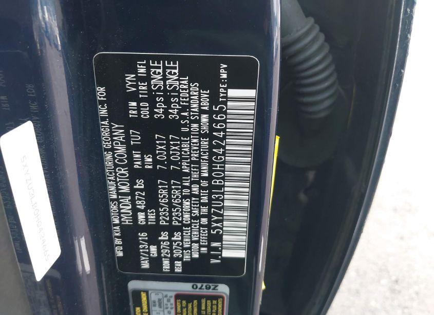 Photo 9 of 2017 Hyundai Santa FE SPORT 2.4L (VIN 5XYZU3LB0HG424665)